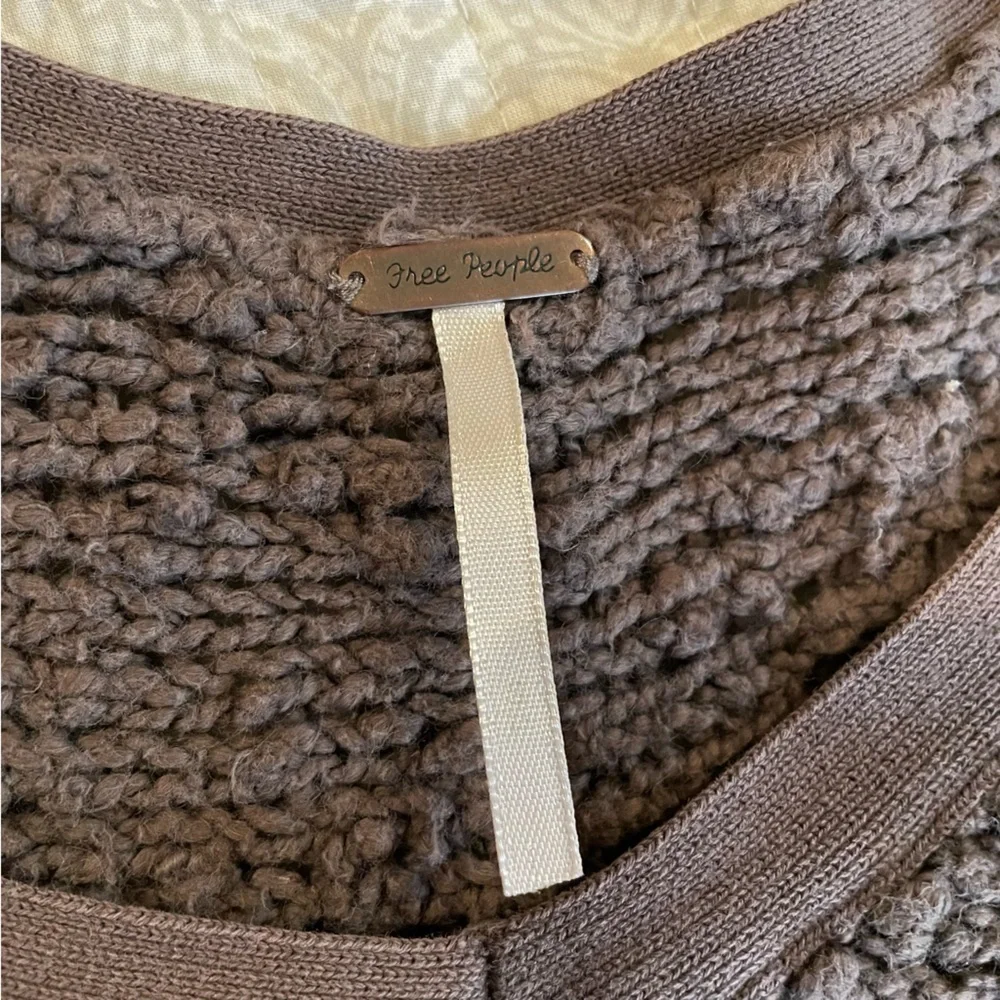 Free People Reverse Hem Open Knit V-Neck Sweater